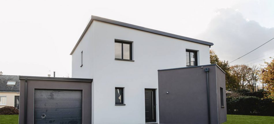 Un pavillon tendance à toit plat avec étage à Treillères (44)  - Pavillon étage toit plat à Treillères
