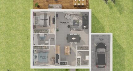 Plain-pied GA 2 ch Design  - Maisons Tradilignes