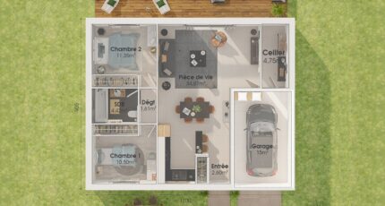 Plain-pied GI 2 ch Design 31956-4586modele1020210624AMSgl.jpeg - Maisons Tradilignes